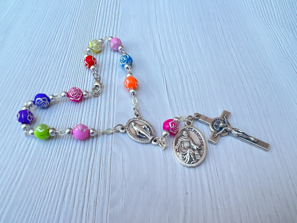 One Decade Catholic Rosary With Saint Medal And Cross