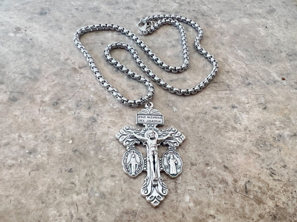 Tiny Miraculous Medal & Crucifix Stainless Steel Chain Mary Blessed Mother  Our Lady Necklace Latin Pendant Mini Dainty Small Simple - Etsy | Miraculous  medal, Medals, Stainless steel chain