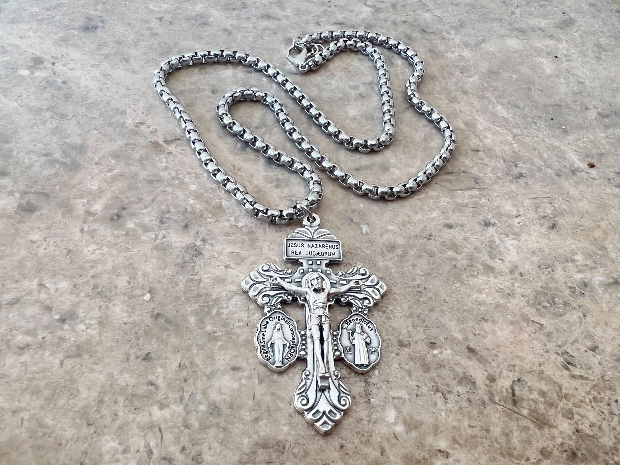 Catholic 4-Way Medal Cross Cruciform Pendant with Miraculous Medal, St.  Joseph, St. Christopher and Sacred Heart, Made in USA - Walmart.com