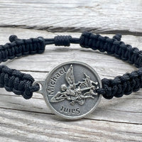 Police Officer St Michael Catholic Bracelet Thin Blue Line