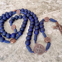 Saint Benedict Dark Blue Beads Rosary
