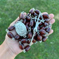 
              Wooden Beads Wall Rosary Catholic Home Decor
            