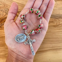 Nine Beads Colorful Chaplet With Saint Medal