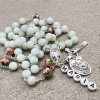 Name Personalized Rosary With Saint Medal And Colorful Beads