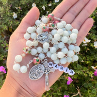 
              Name Personalized Rosary With Saint Medal And Colorful Beads
            