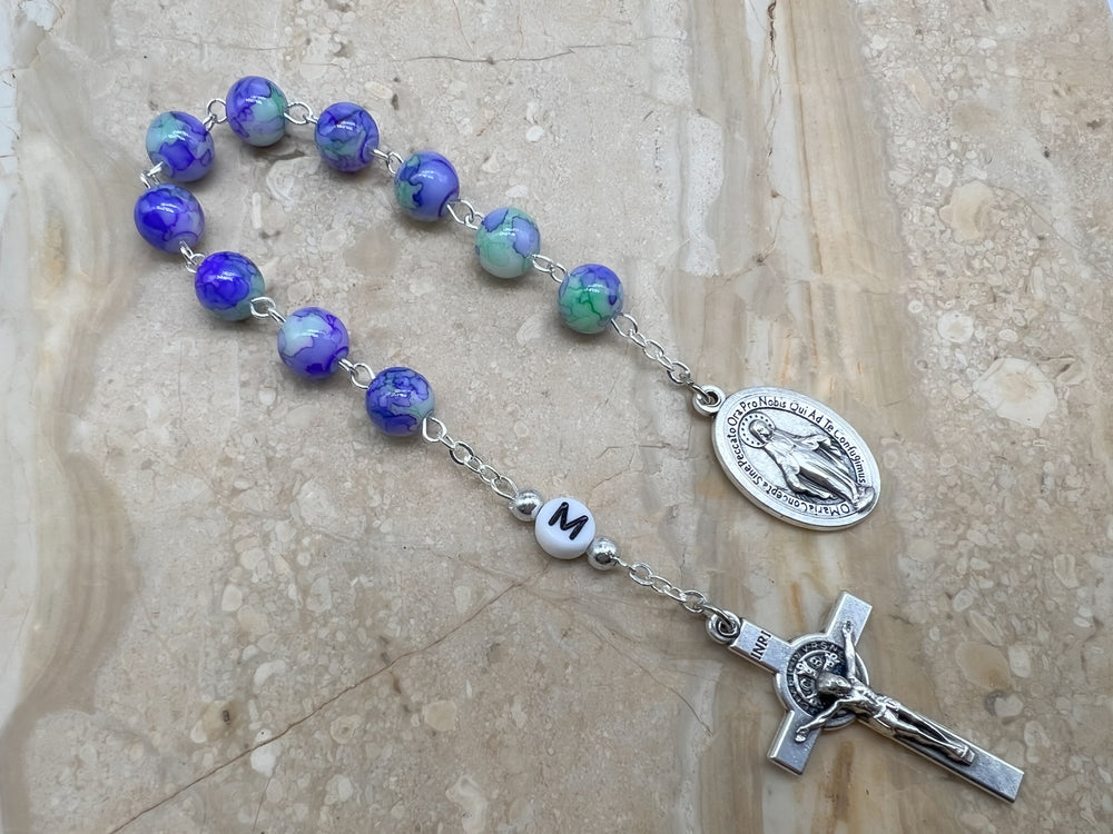 One Decade Rosary With Initial Letter And Saint Medal