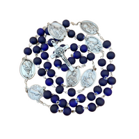 
              Mat Pearl Rosary With Six Saint Medals And Cross
            