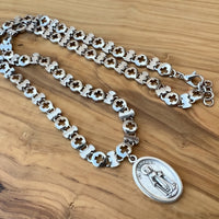 Cross Chain Necklace With Saint Medal