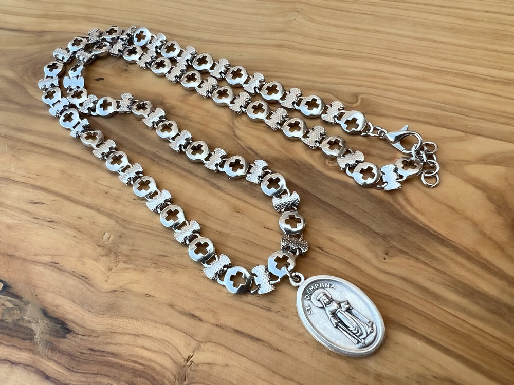 Cross Chain Necklace With Saint Medal