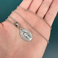 
              Dainty Chain Catholic Necklace With Saint Medal
            