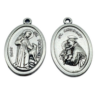 St Francis Of Assisi / St Anthony Of Padua Reversible Pendant - 1" - Silver Tone