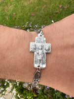 
              Saint Christopher / Holy Family Cross Pendant Bracelet
            
