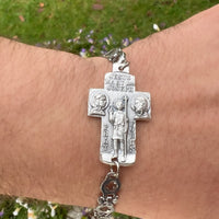 Saint Christopher / Holy Family Cross Pendant Bracelet