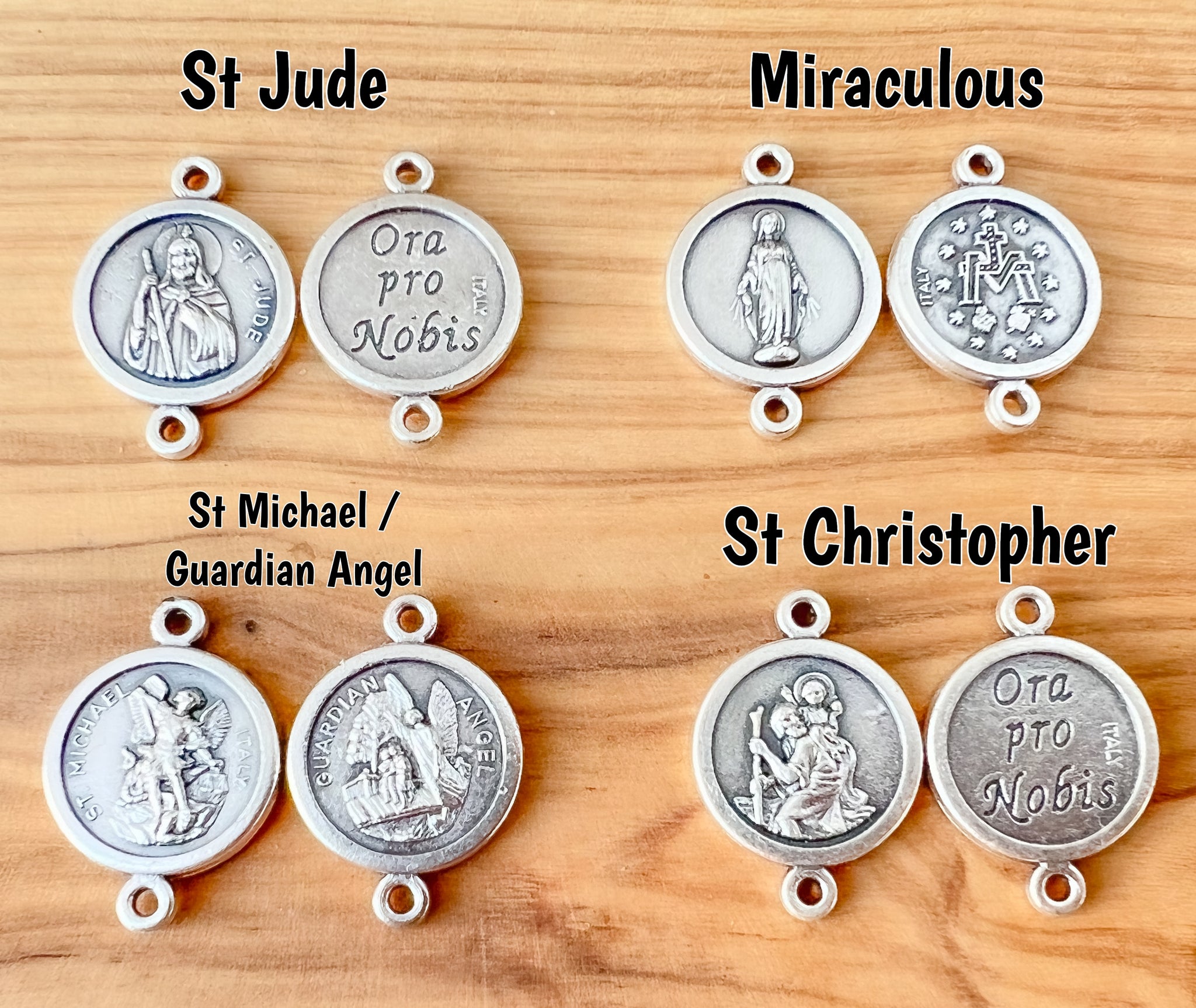 Simple Rope Bracelet with Saint Medal Minimalist Catholic Jewelry