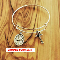 
              Catholic Bangle Bracelet - Choose Your Saint
            