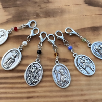 Catholic Saint Medal Keychain Hanger For Keys Backpack Wallet