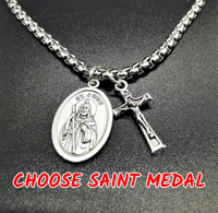 
              Choose Your Saint Chain Necklace with Cross Charm
            