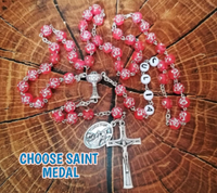 
              Choose Saint Catholic Rosary with Name - Pink
            