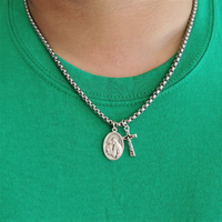 Choose Your Saint Chain Necklace with Cross Charm