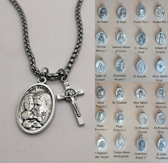 Sterling Silver Cross + Mary Medal Necklace for Men. — WE ARE ALL SMITH