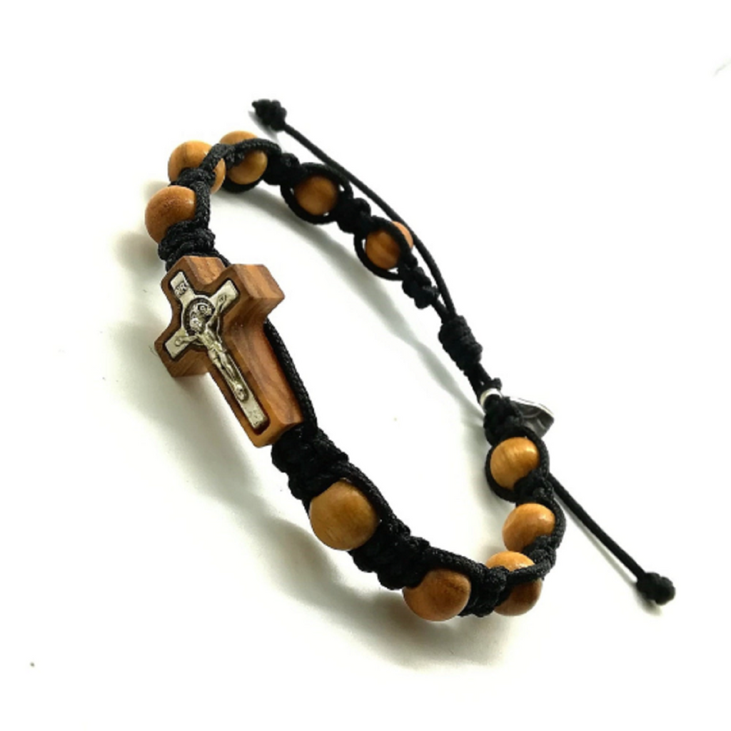 Buy Wood Cross Bracelet,wood Cross,10mm Brown Wood Beads,rosary Bracelet,elastic,easy  Fits,pray,man,woman,prayer Bracelet,wood Rosary Bracelet Online in India -  Etsy