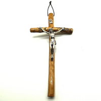 Wooden Wall Cross With Metal Crucifix For Home - 7"