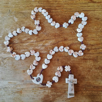 
              Large Wall Rosary - Heart Shaped Beads - Medjugorje Stone and Soil
            