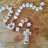 
              Large Wall Rosary - Heart Shaped Beads - Medjugorje Stone and Soil
            