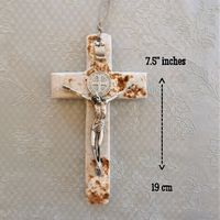 Medjugorje Stone Wall Hanging Cross - 7.5" - Baptism Gift