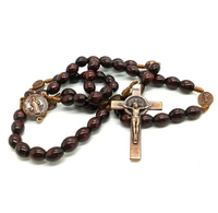 
              Wooden Rosary with Cooper St Benedict Medals and Crucifix
            