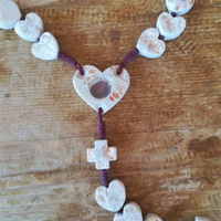 
              Large Wall Rosary - Heart Shaped Beads - Medjugorje Stone and Soil
            