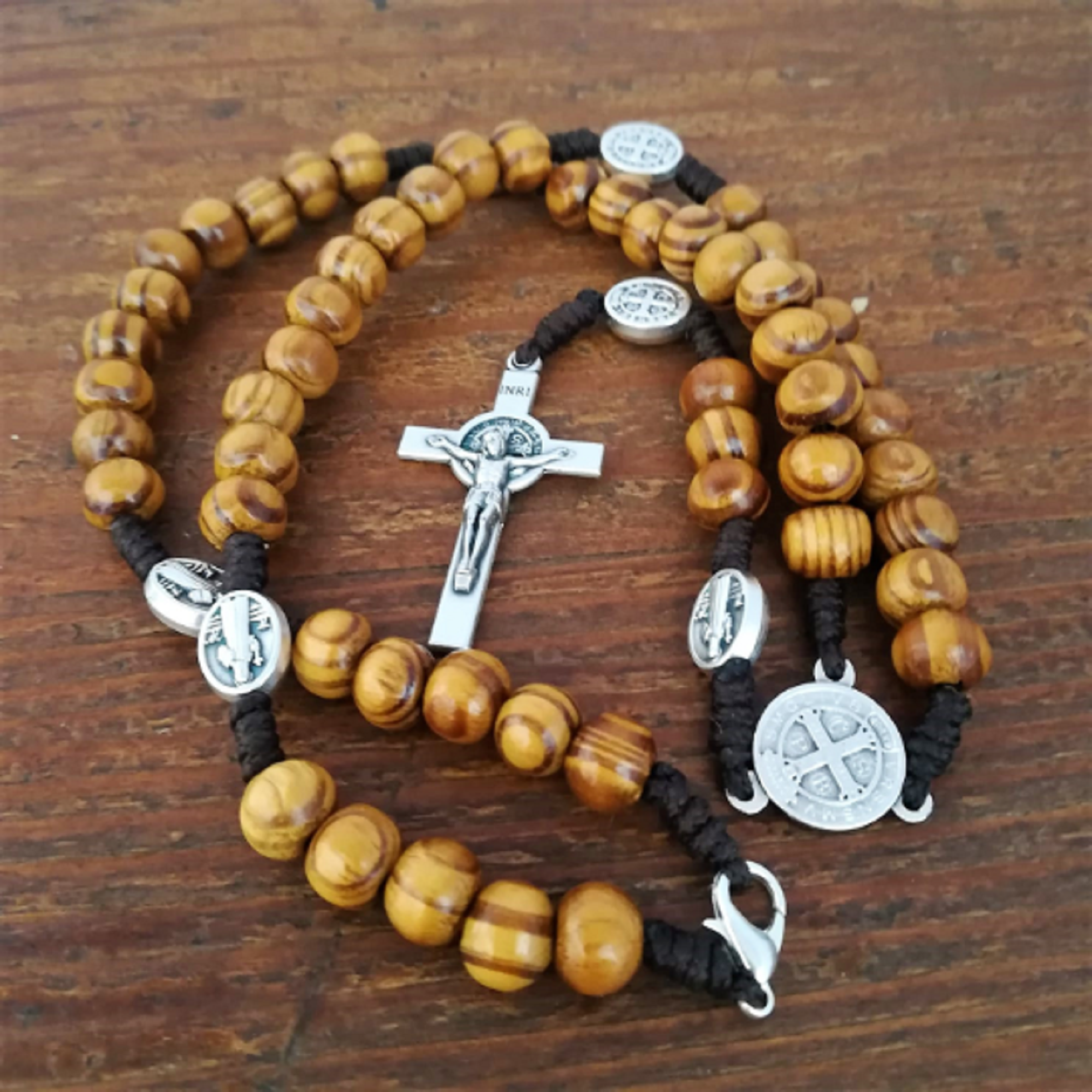 Saint Benedict Rosary Beads In Black Wood With Medals | Online Sales On - Foto 7