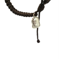 Cross Charm Bracelet - Olive Wood - Adjustable Cord