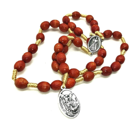 St Michael Chaplet Rosary Cord Red Paracord Silver Beads Catholic Archangel