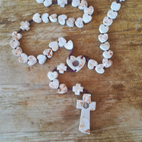 
              Large Wall Rosary - Heart Shaped Beads - Medjugorje Stone and Soil
            