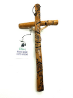 
              Natural Olive Wood Wall Cross With Crucifix - 8"
            