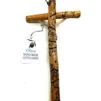 Natural Olive Wood Wall Cross With Crucifix - 8"