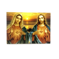 Sacred Heart of Jesus and Mary Painting Print Photo Plaque