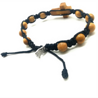 Olive Wood Beads Rosary Bracelet - Adjustable - Unisex