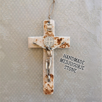 Medjugorje Stone Wall Hanging Cross - 7.5" - Baptism Gift