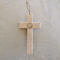 Medjugorje Stone Wall Hanging Cross - 7.5" - Baptism Gift