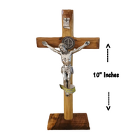 Olive Wood Standing Table Cross With Crucifix - 10"