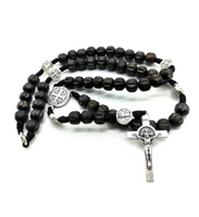 
              Black Beads St Benedict Rosary For Men Women Kids
            