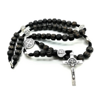 Black Beads St Benedict Rosary For Men Women Kids