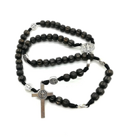 
              Black Beads St Benedict Rosary For Men Women Kids
            