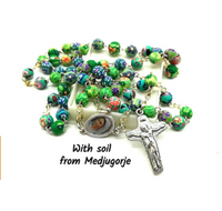 
              Colorful Flower Rosary With Medjugorje Soil - Mom Daughter Gift
            