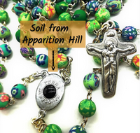 
              Colorful Flower Rosary With Medjugorje Soil - Mom Daughter Gift
            