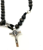 
              Black Beads St Benedict Rosary For Men Women Kids
            