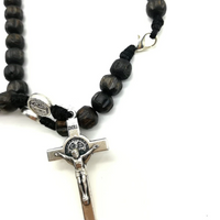 Black Beads St Benedict Rosary For Men Women Kids