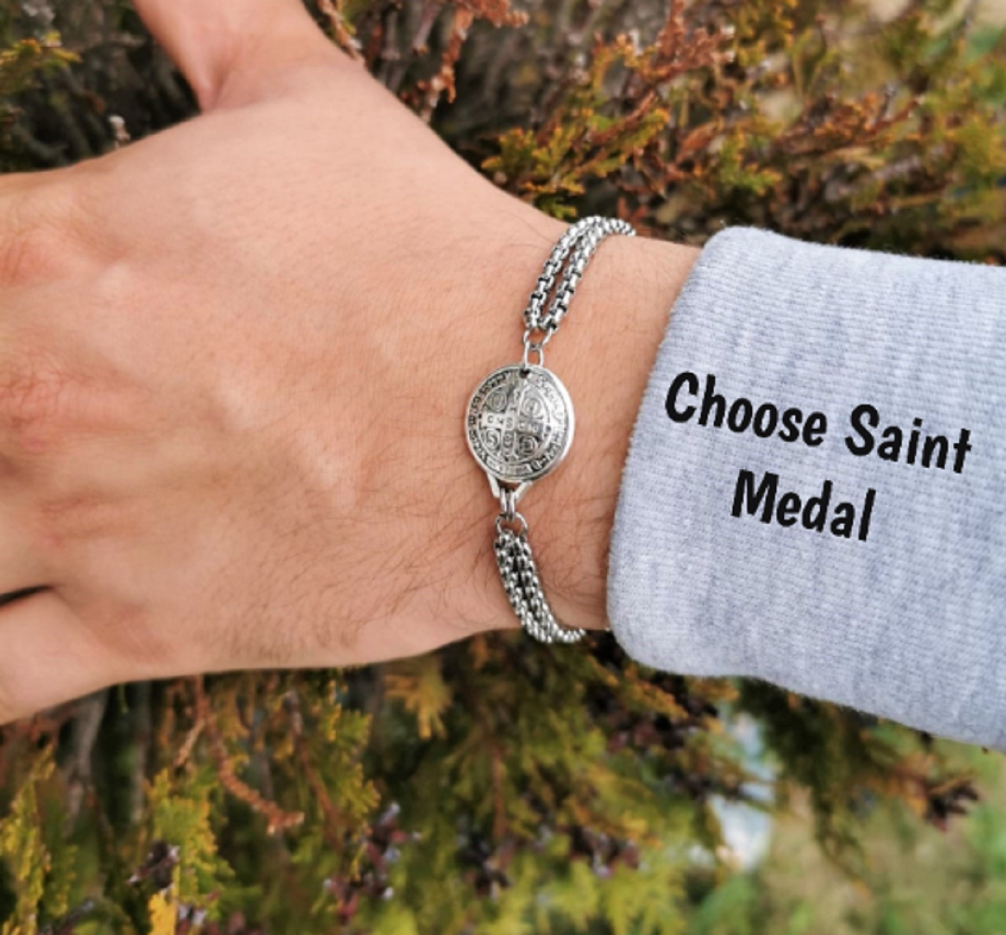 Silver Coin St. Christopher Bracelet